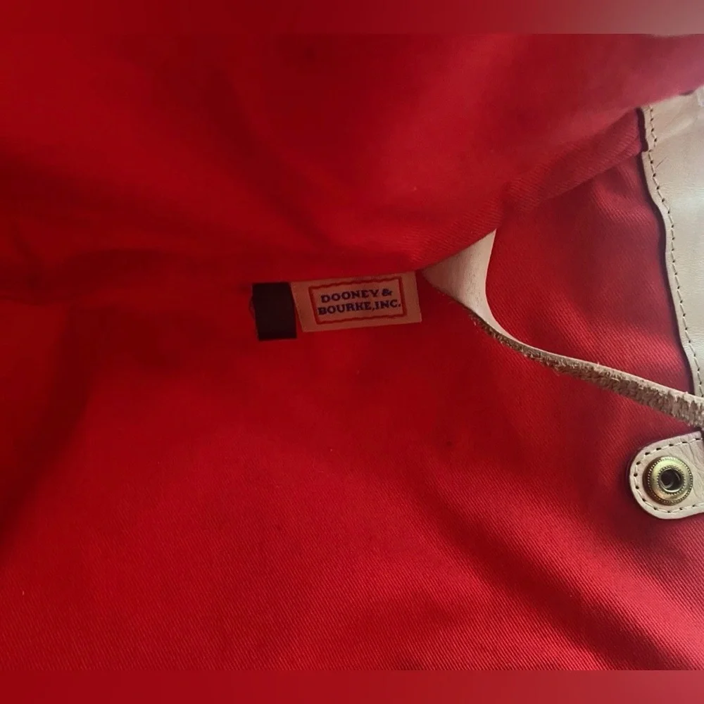 Dooney & Bourke Beige Monogram Tote Canvas Leather Trim Shoulder Bag Large - Picture 4 of 7